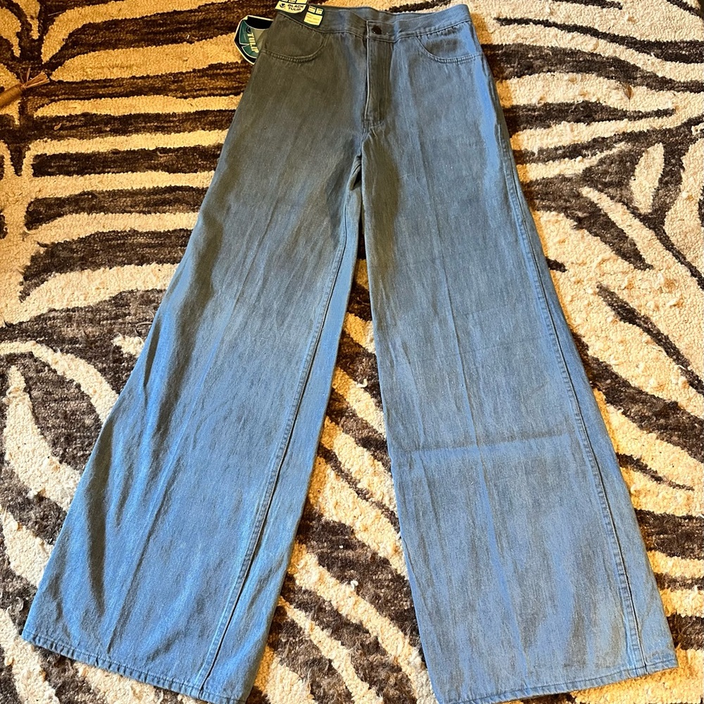 Chic Vintage Black Tulip Flare Blue Jeans for Women